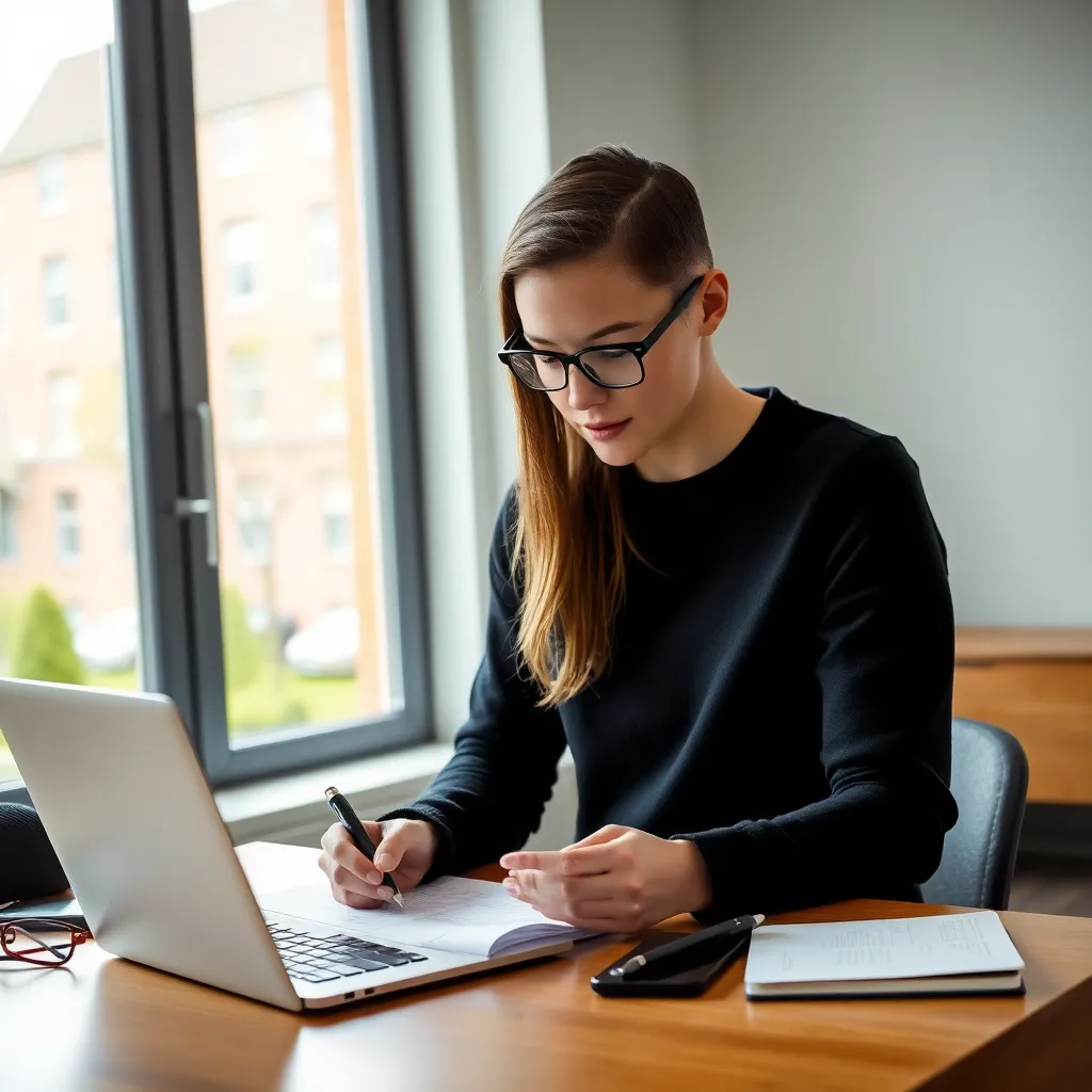 Student die studiefinancieringsdocumenten bekijkt
