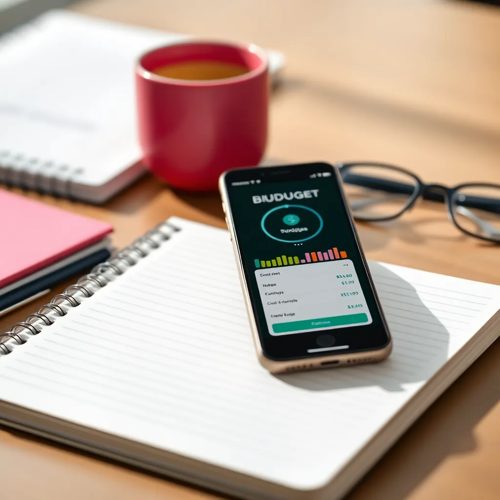 Smartphone met budgetteringsapp op het scherm