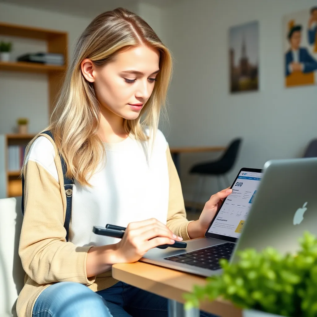 Jonge vrouw die haar studiefinanciering beheert