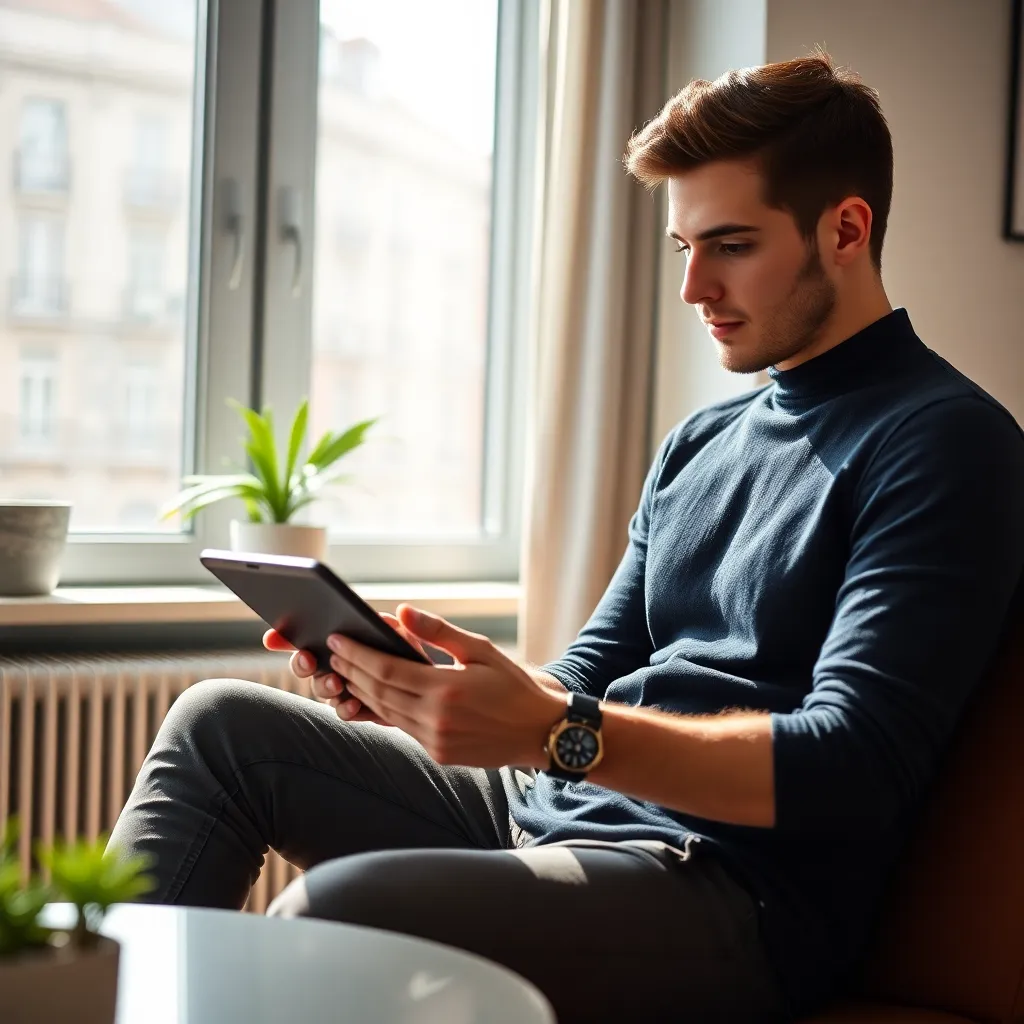 Jonge ondernemer die online belastingaangifte invult op tablet