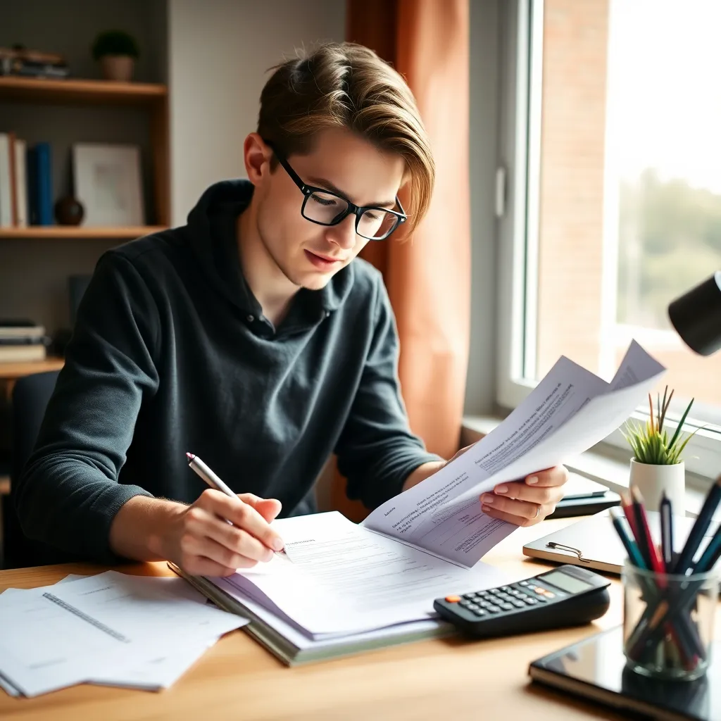 Student past 50/30/20 budgetmethode toe met notitieblok