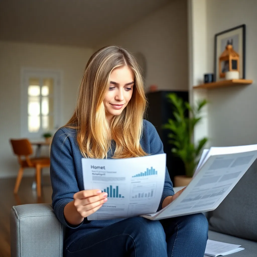 Jonge vrouw die financiën plant voor eerste huis