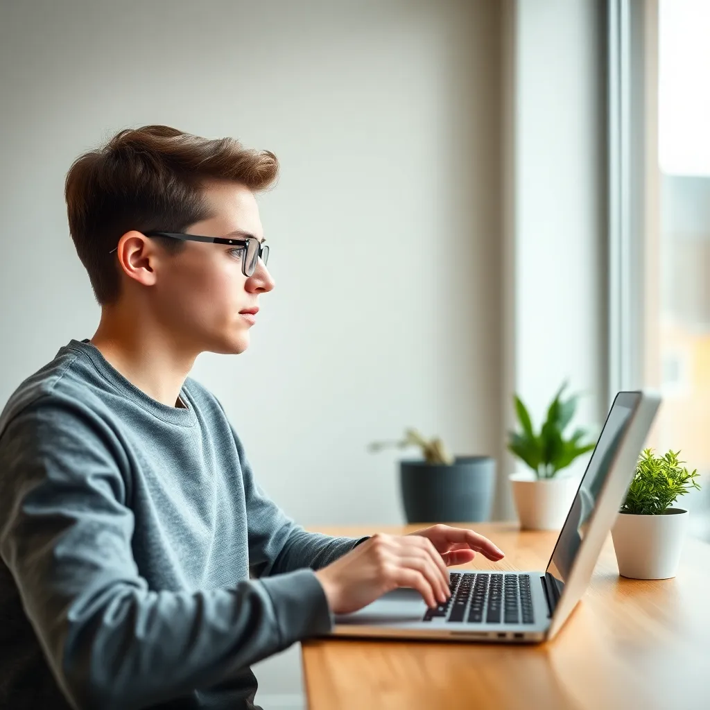 Jong persoon bekijkt financiële overzichten op laptop