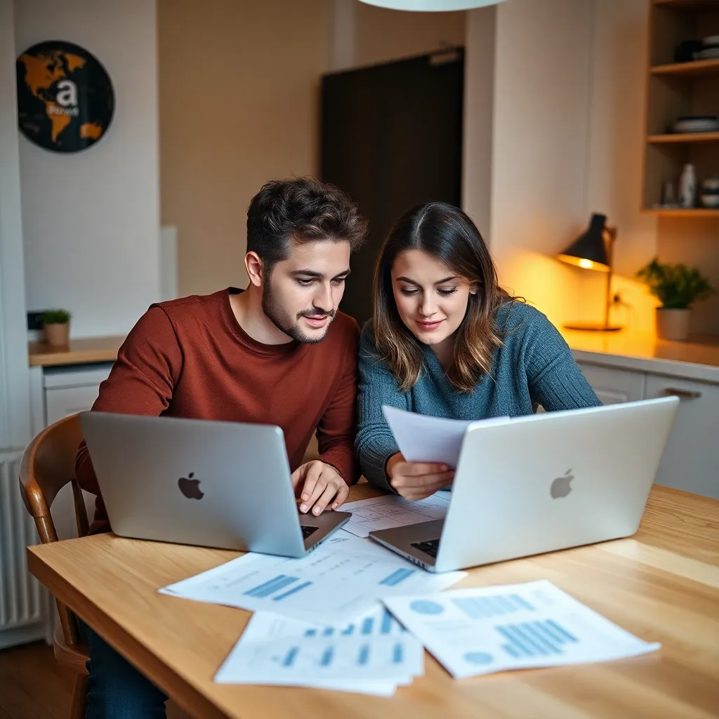 Jong stel bespreekt hun maandelijkse budget